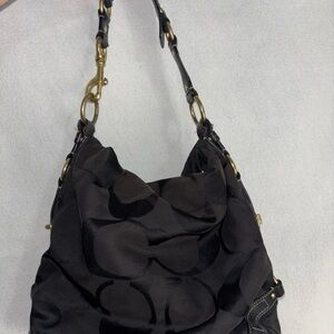 Coach Black Hobo Bag with Gold Accents